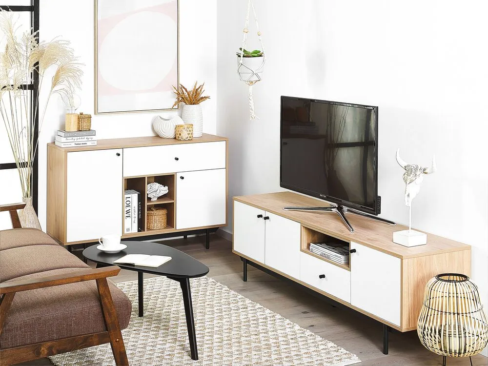 1 Drawer Sideboard Light Wood with White ITACA