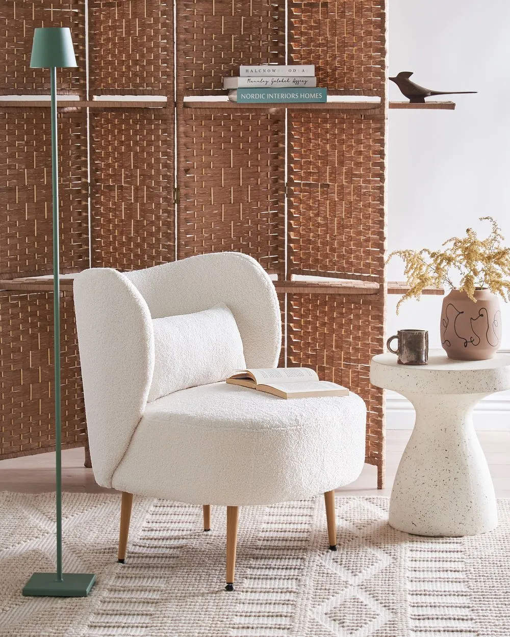 Armchair OTSBY II with Cushion Boucle Cream