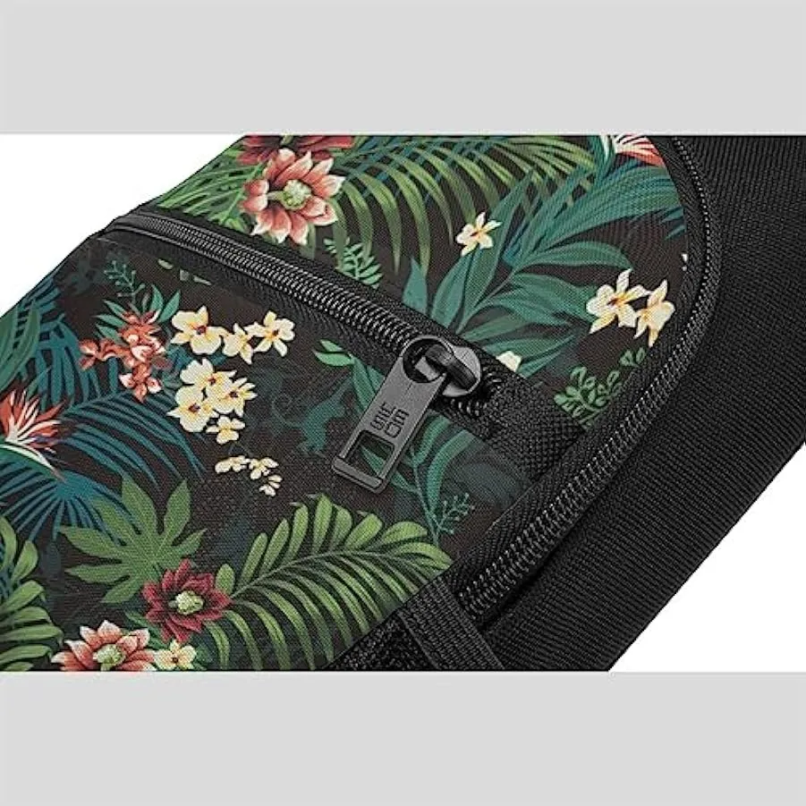 Backpack with floral print and palm leaf design, unisex, shoulder bag, Black, one size, 201690998