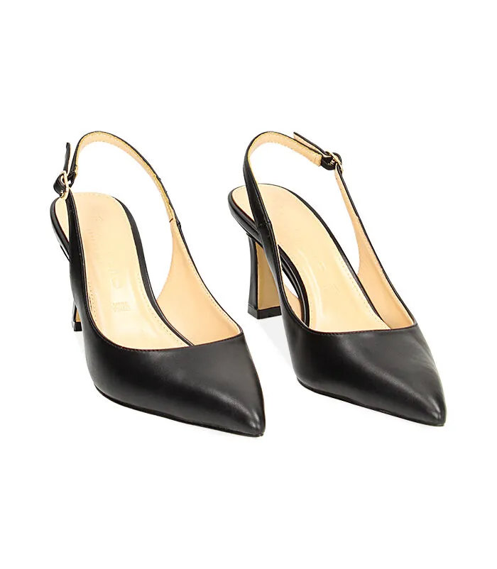 Black décolleté slingback shoes
