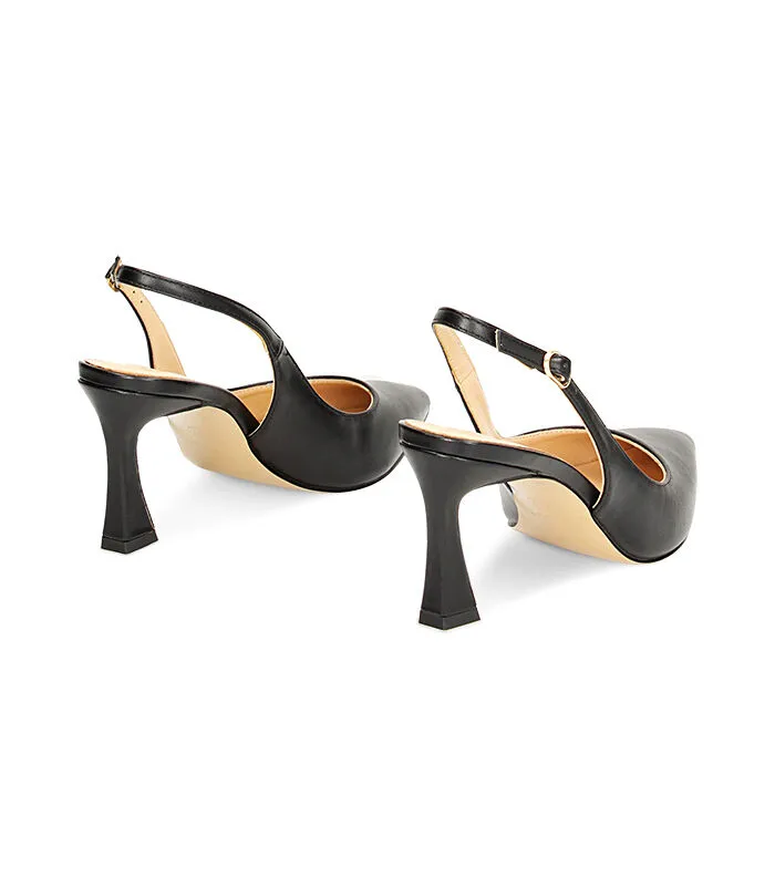 Black décolleté slingback shoes