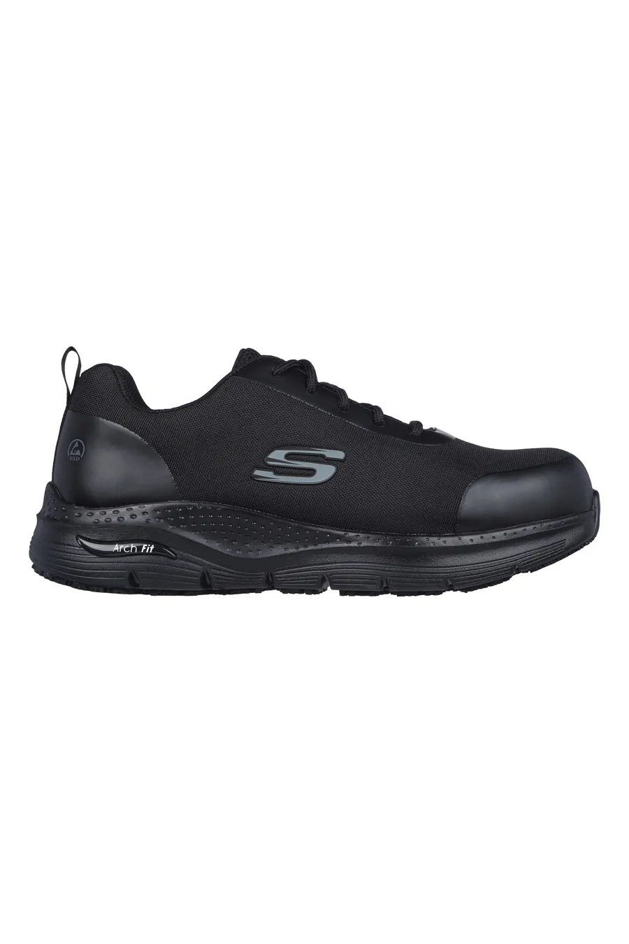 Black Work Shoes With Steel Toe Skechers Arch Fit SR-Ringstap