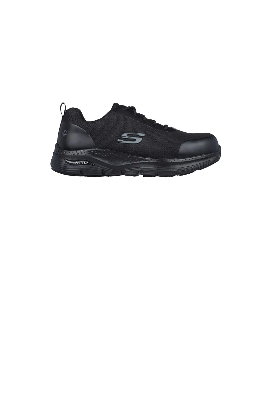 Black Work Shoes With Steel Toe Skechers Arch Fit SR-Ringstap