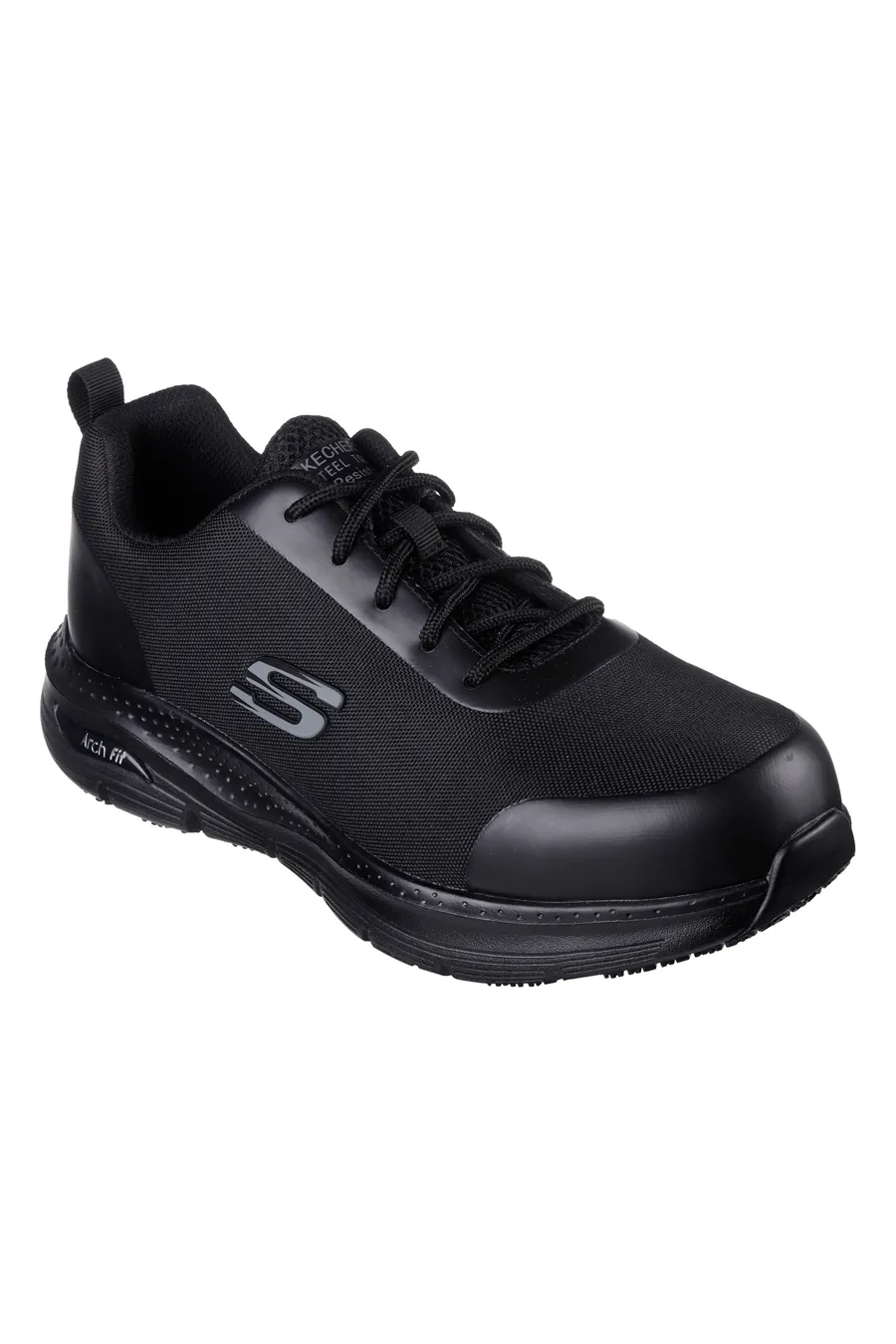 Black Work Shoes With Steel Toe Skechers Arch Fit SR-Ringstap