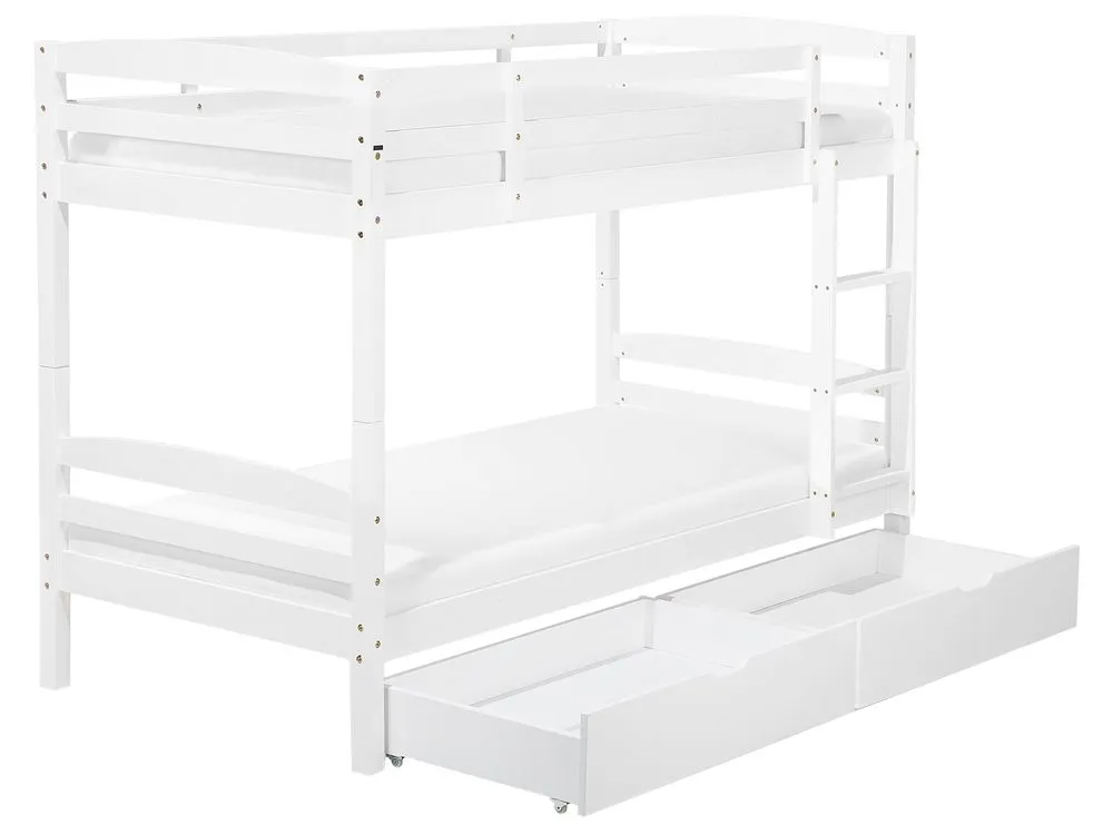 Bunk Bed with Drawers Wood REGAT 90 x 200 cm (EU Single) White