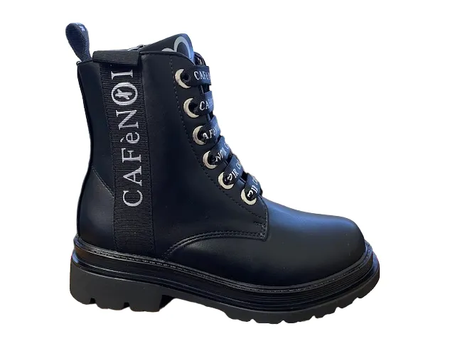 CafèNoir Girl's black amphibian with internal zip, side and lace writing - c-16912 1542