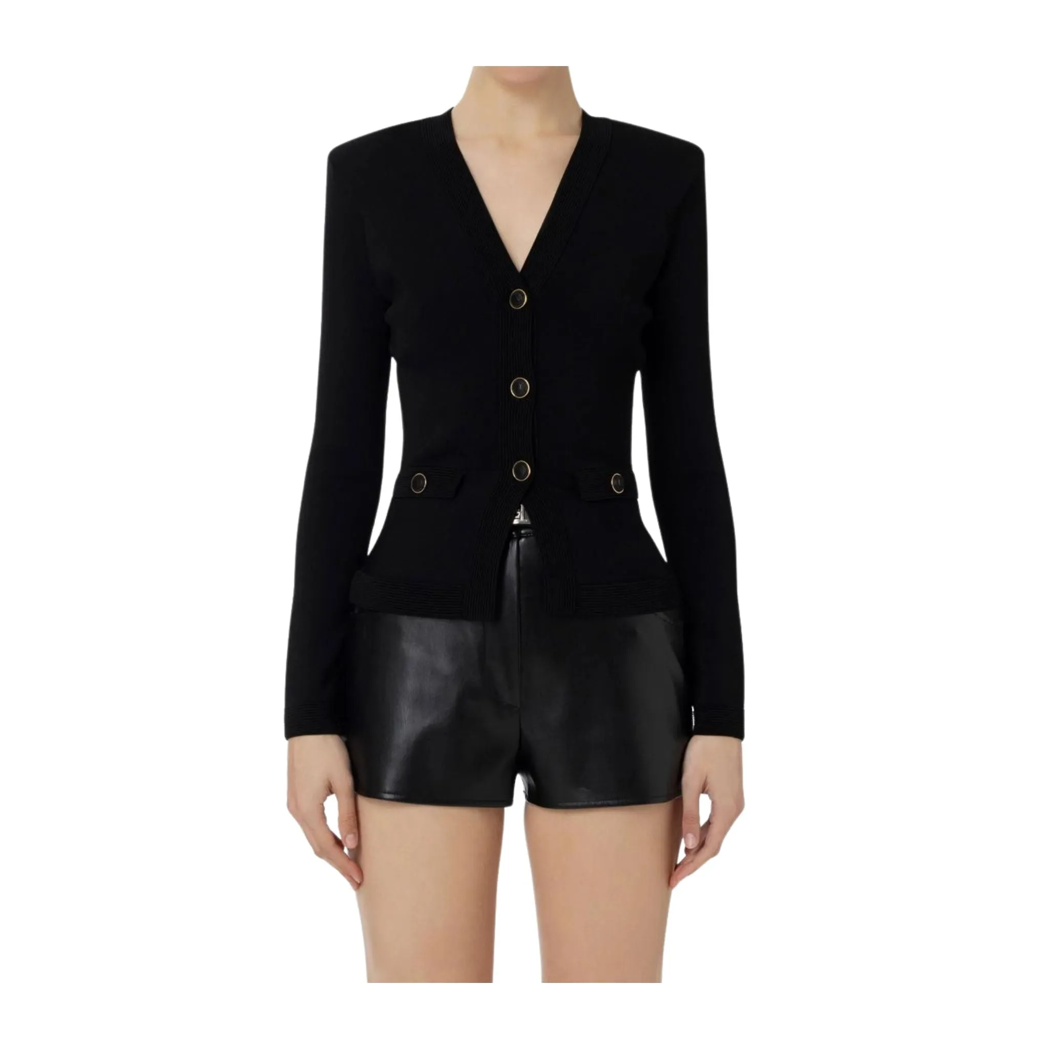 Cardigan Donna Nero a V