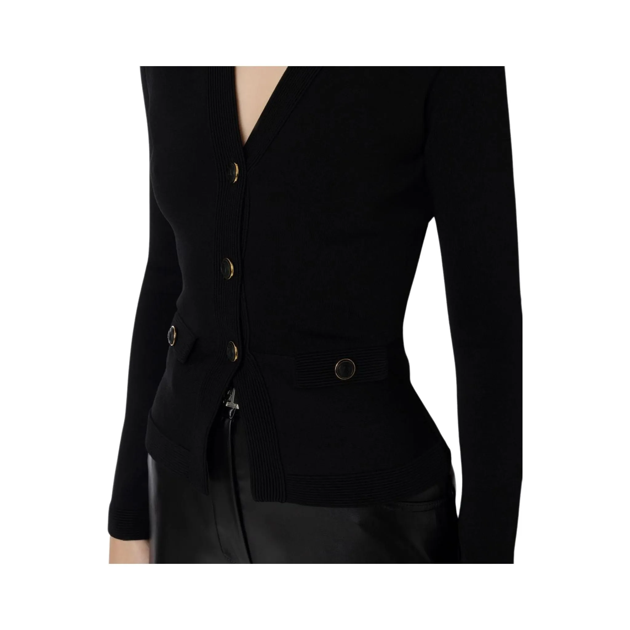 Cardigan Donna Nero a V