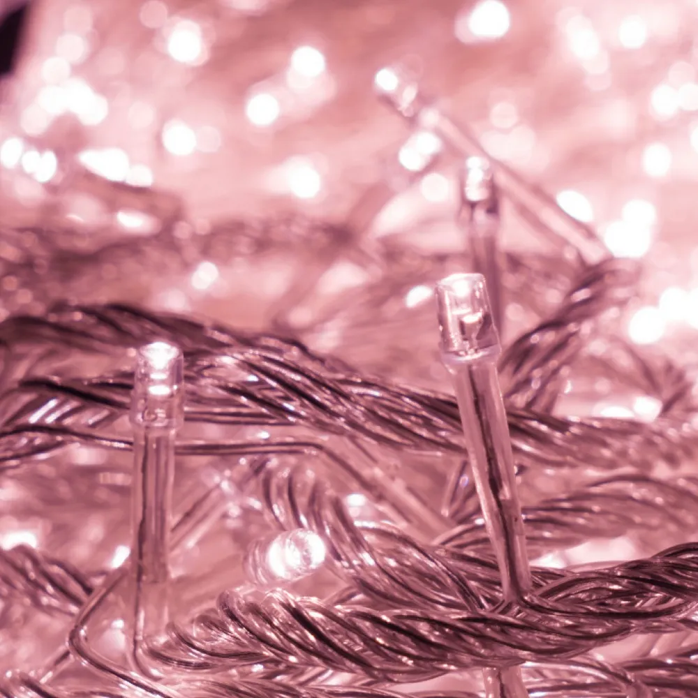 Catena di luci 15 metri da 300 Led Rosa con cavo trasparente Wisdom