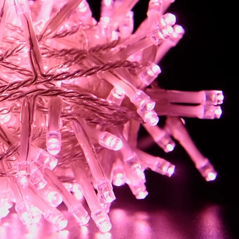 Catena di luci 15 metri da 300 Led Rosa con cavo trasparente Wisdom