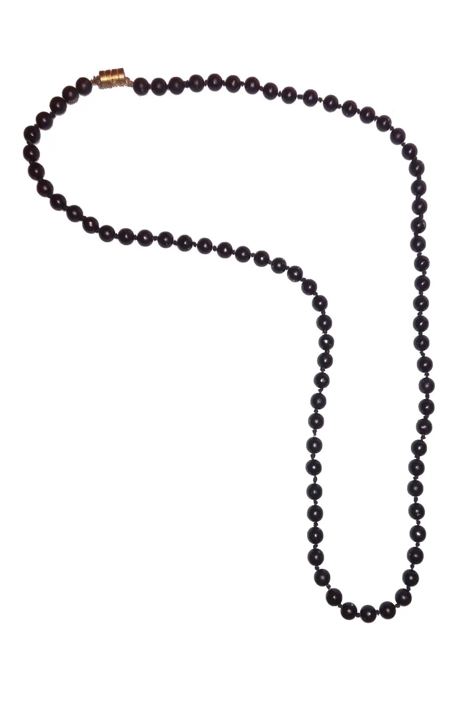 Collana di perle nere finte anni 20 con clip in metallo