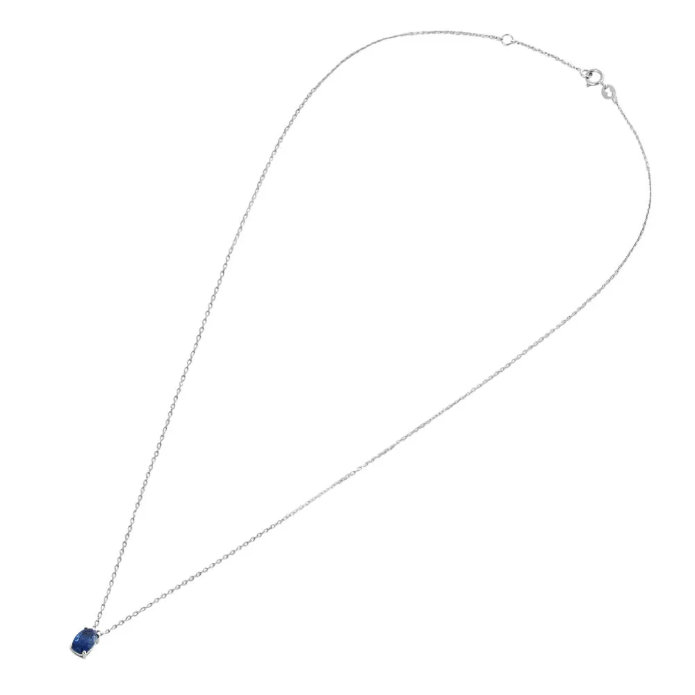 Collana Punto Luce Ovale Charlotte Oro Bianco 375/1000 Maglia Forzatina Zaffiro 0,59 ct 40 + 2 cm 1400124
