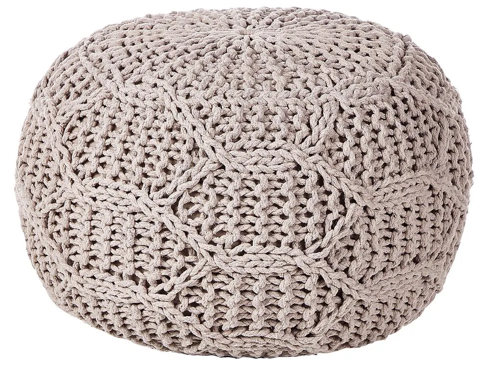Cotton Macrame Pouffe Taupe TRIMAN