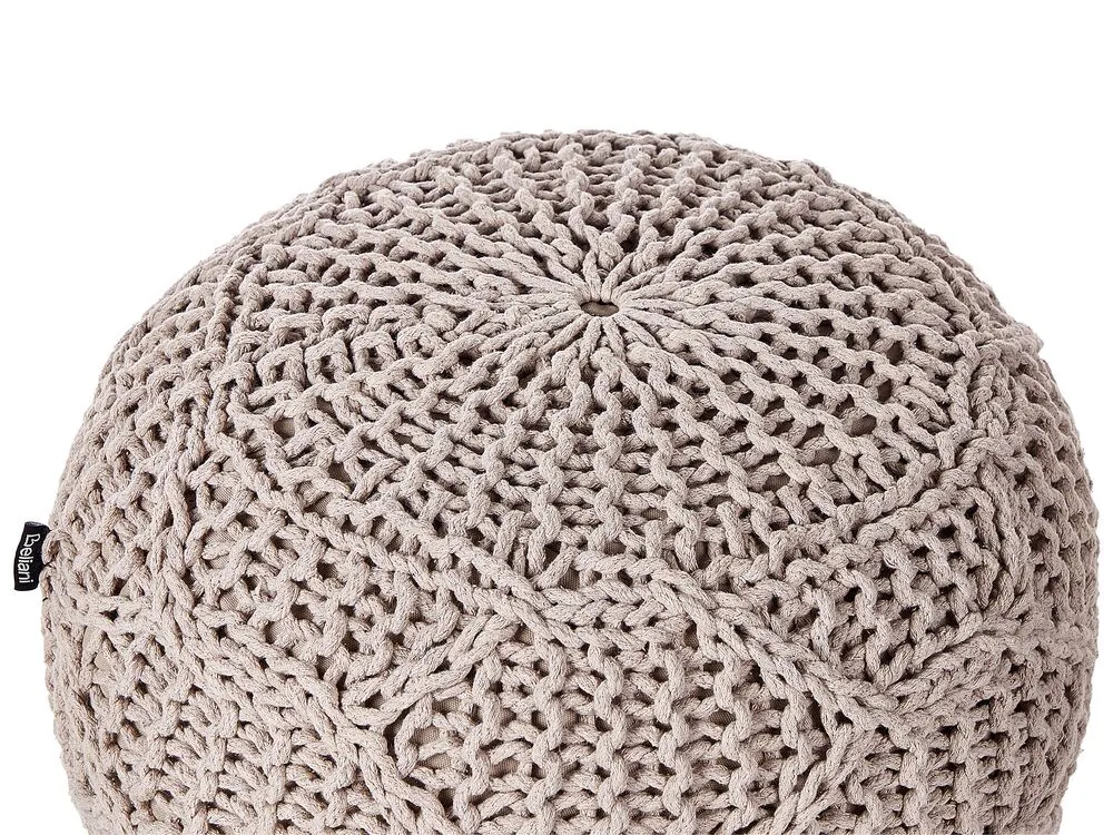 Cotton Macrame Pouffe Taupe TRIMAN