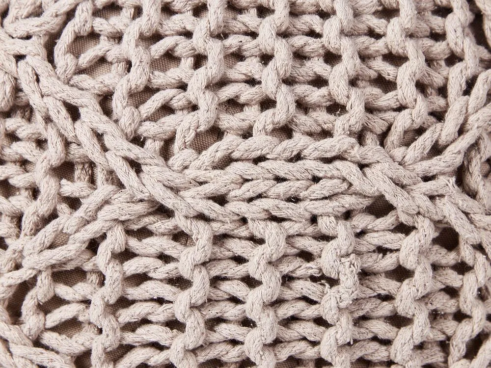 Cotton Macrame Pouffe Taupe TRIMAN