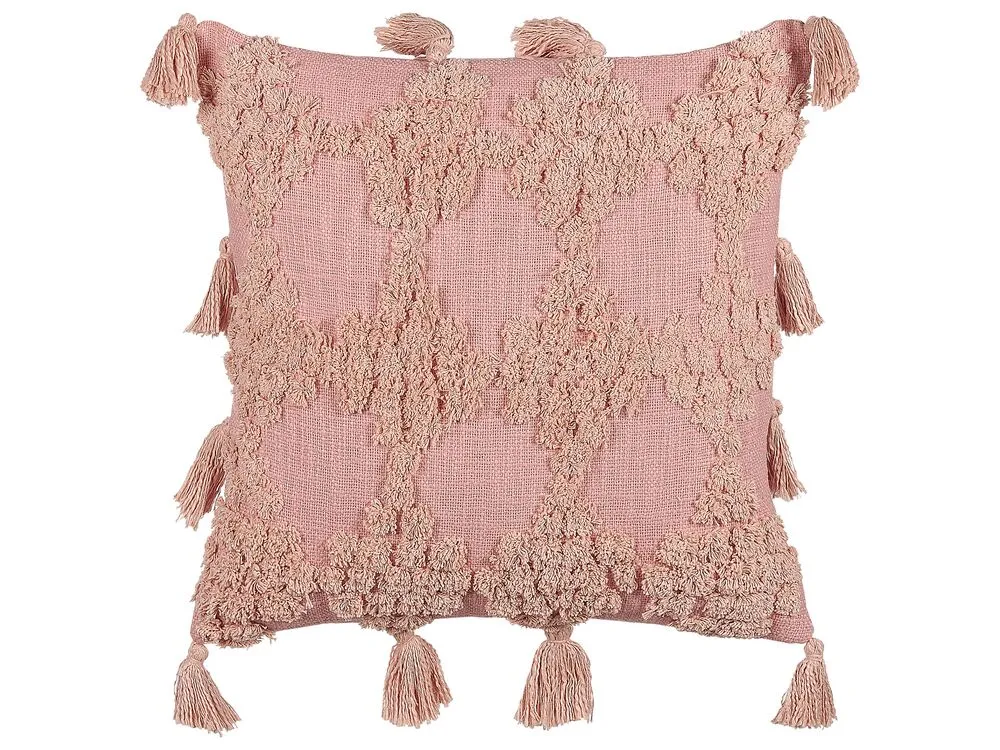 Cuscino decorativo TORENIA Cotone 45 x 45 cm Rosa Trama geometrica