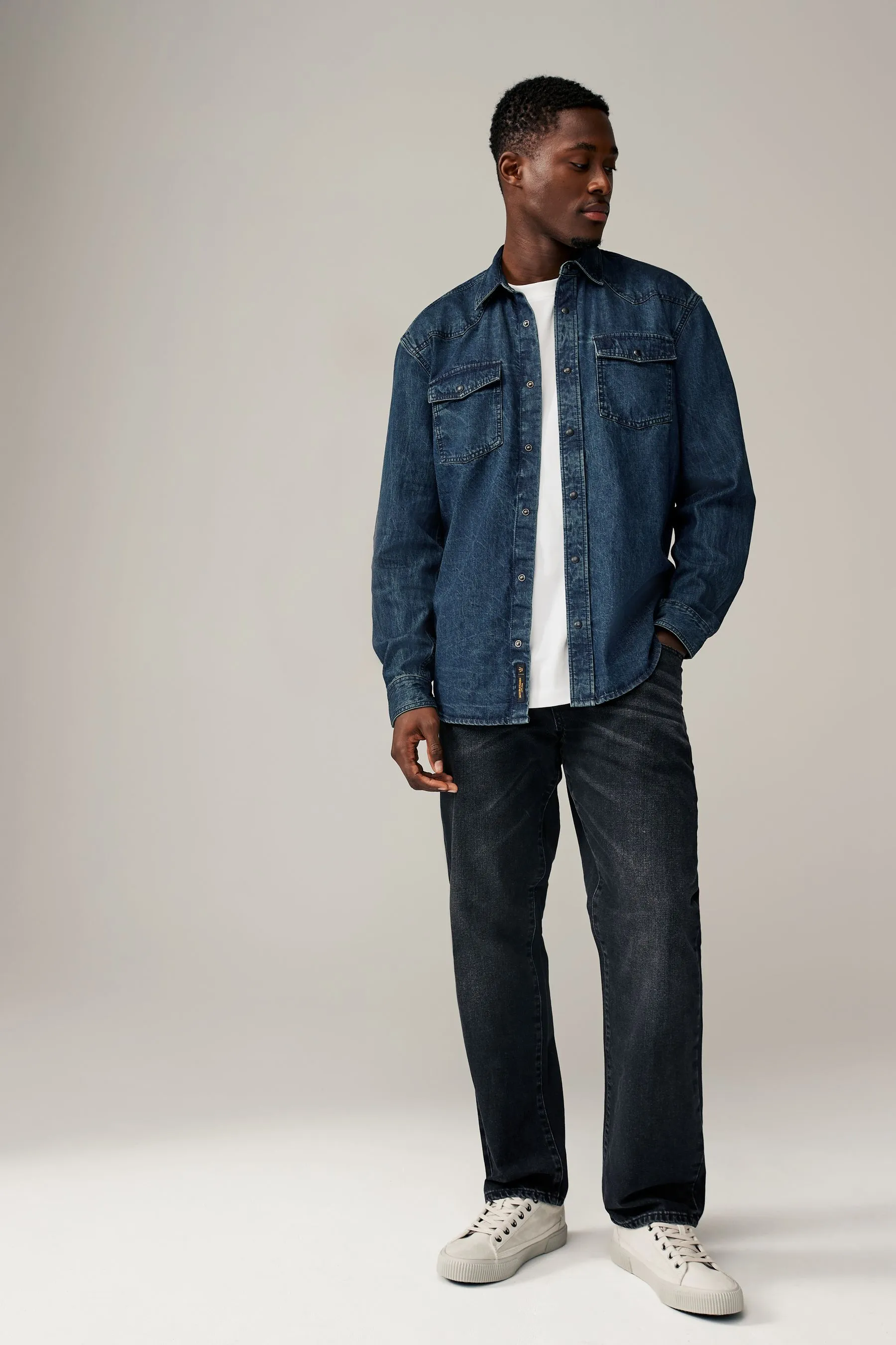 Denim Western 100% Cotton Long Sleeve Shirt    