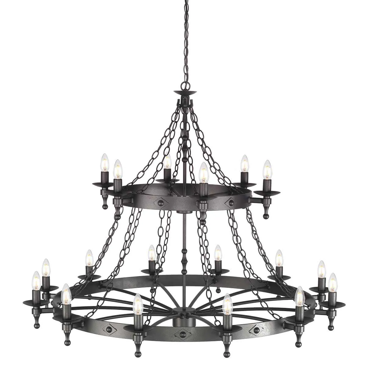 Elstead Lighting  Lampadario gigante in acciaio dal design rustico con 18 lampadine Warwick - 60W