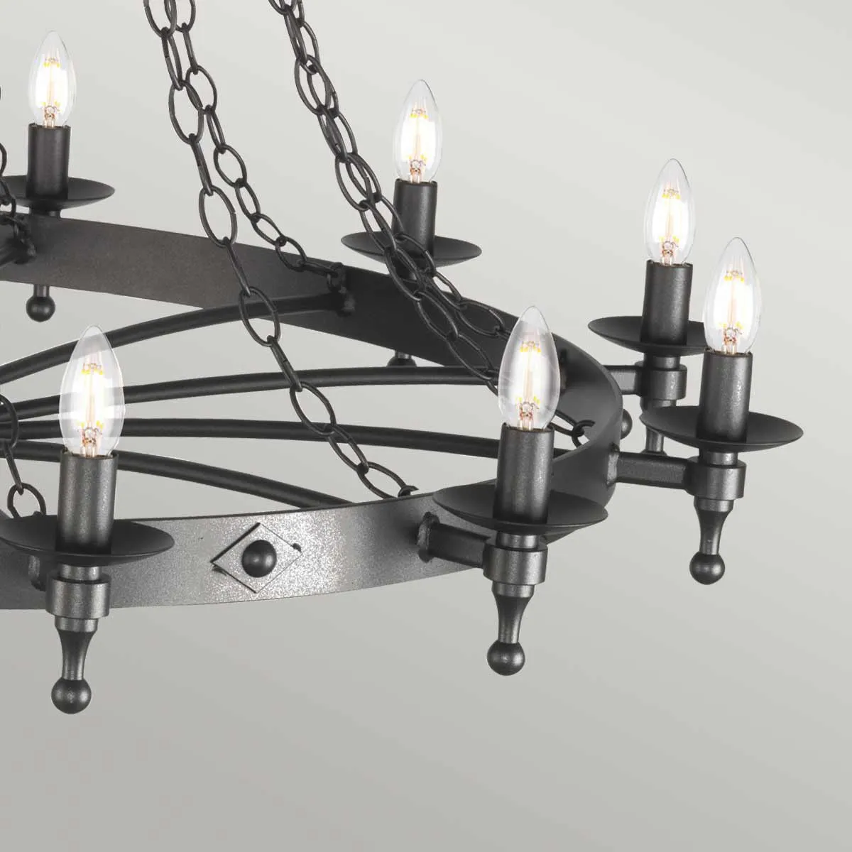 Elstead Lighting  Lampadario gigante in acciaio dal design rustico con 18 lampadine Warwick - 60W