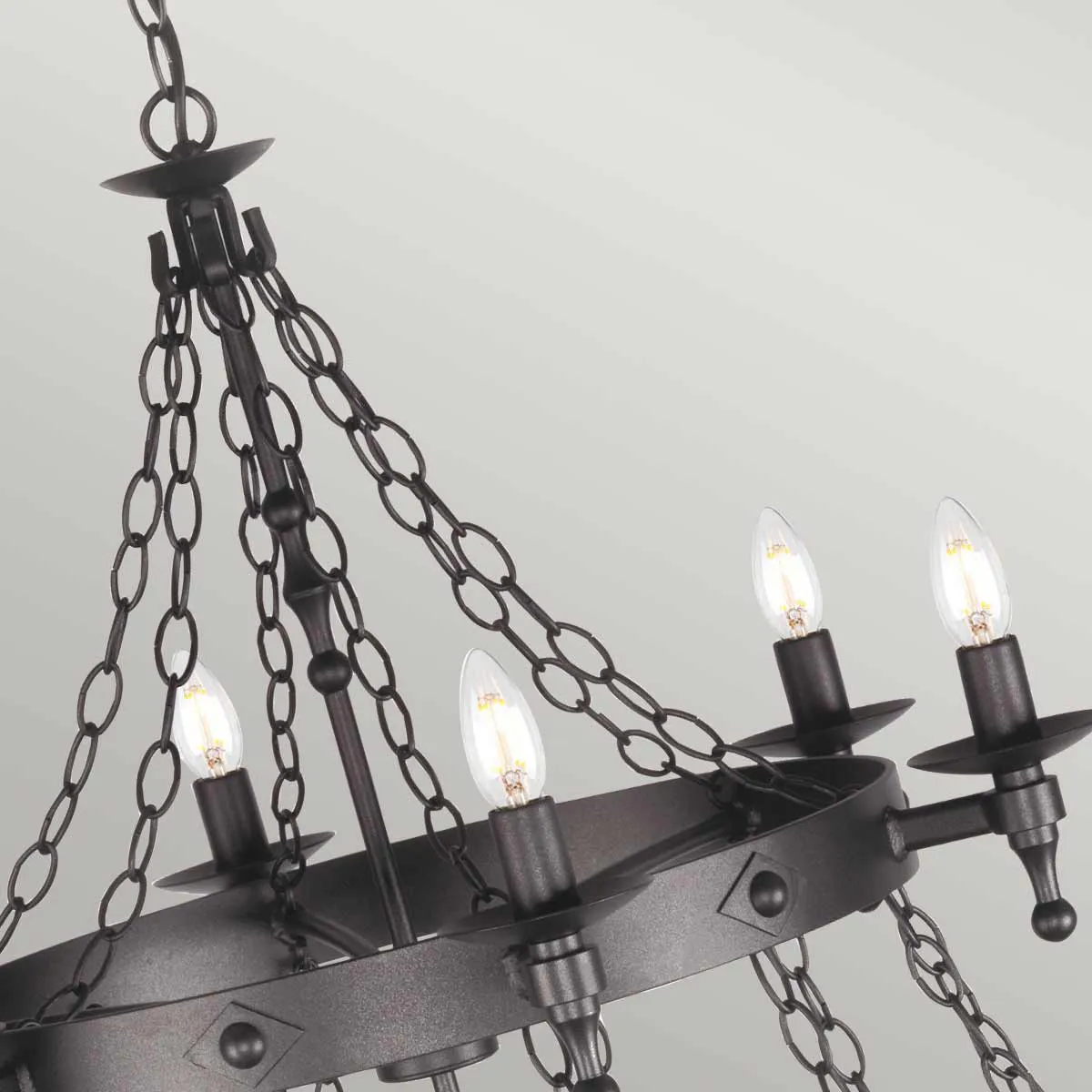 Elstead Lighting  Lampadario gigante in acciaio dal design rustico con 18 lampadine Warwick - 60W