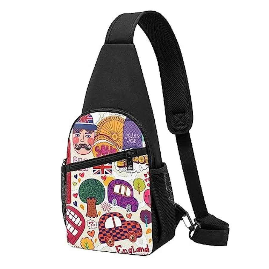 Enjoy Life - Handwritten Black Shoulder Bag for Men and Women, Adjustable for Left and Right Handed Hiking