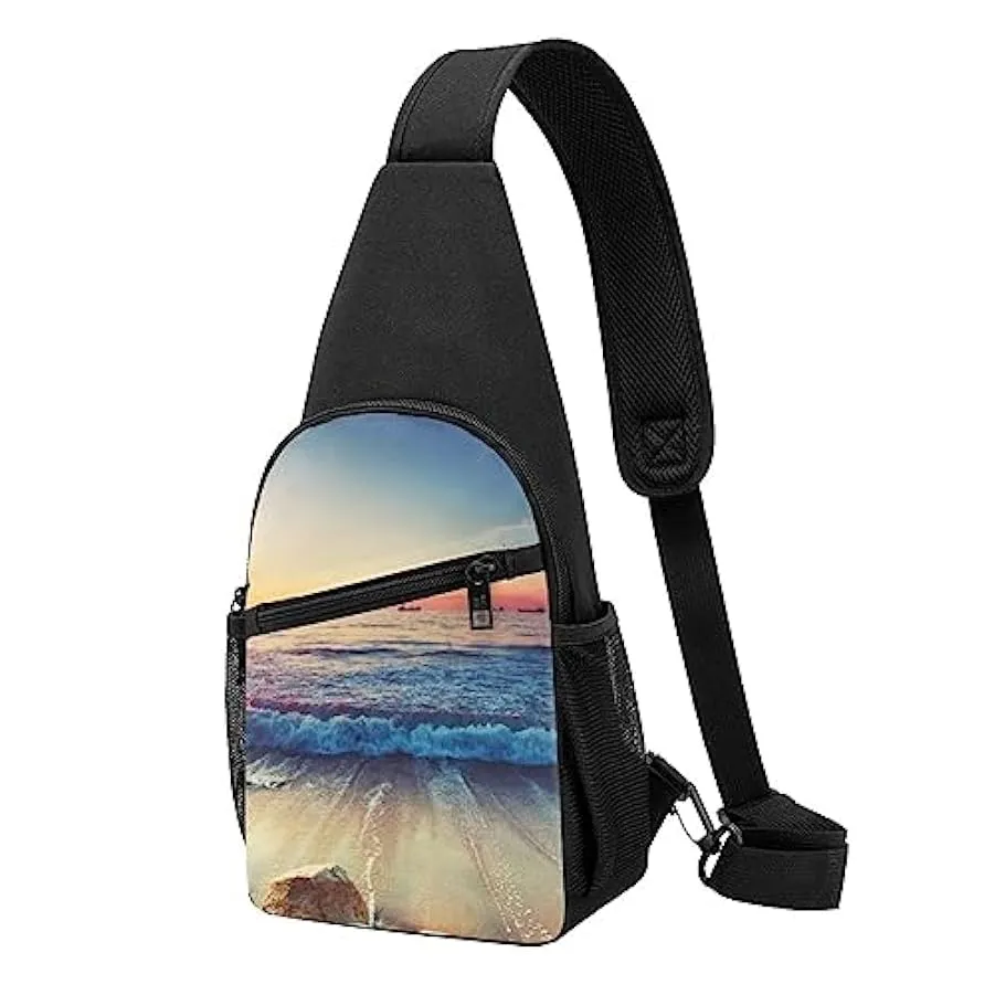 Enjoy Life - Handwritten Black Shoulder Bag for Men and Women, Adjustable for Left and Right Handed Hiking
