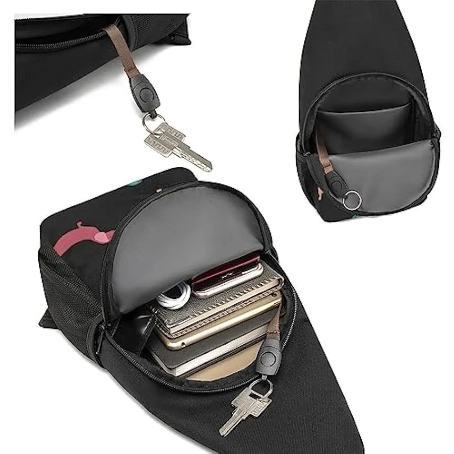 Enjoy Life - Handwritten Black Shoulder Bag for Men and Women, Adjustable for Left and Right Handed Hiking