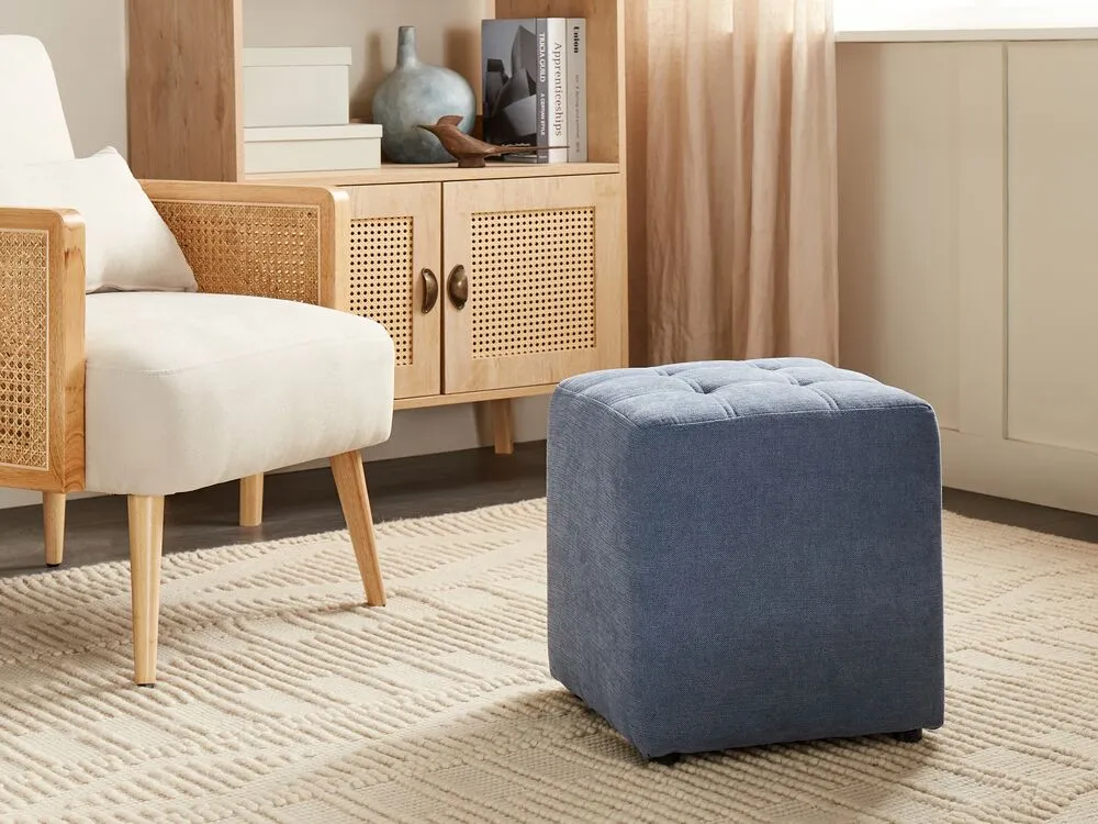 Fabric Footstool Blue KANSAS