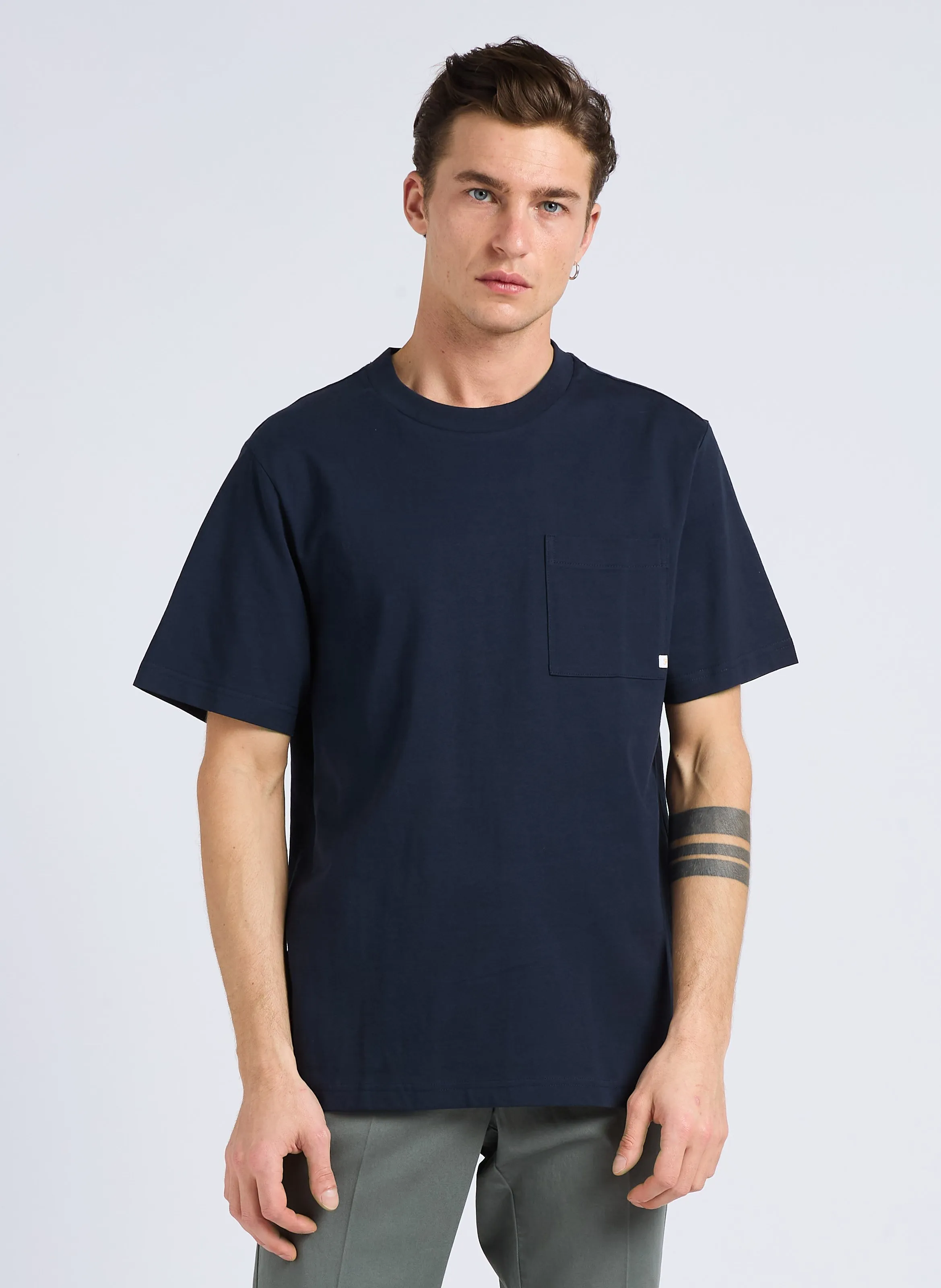  FARAH   STACY - T-shirt scollo tondo in cotone bio | Blu