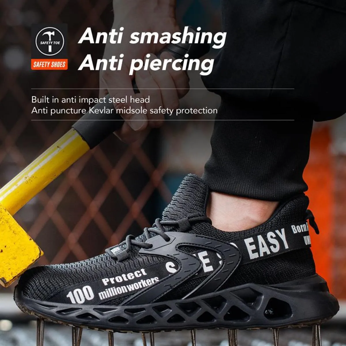 Fashionable steel toe safety sneaker Men's safety work shoes Anti-puncture work boots