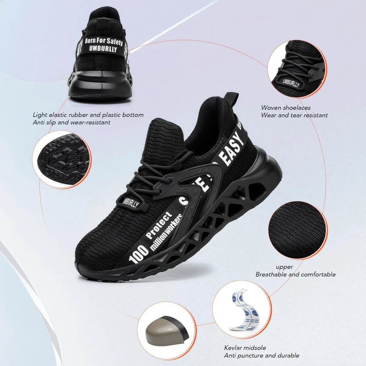 Fashionable steel toe safety sneaker Men's safety work shoes Anti-puncture work boots