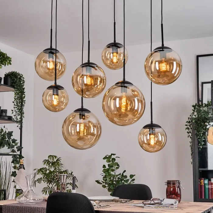 Gastor Lampadario a sospensione, Lampada a sfera, Lampada a sospensione Ambrato, 8-Luci