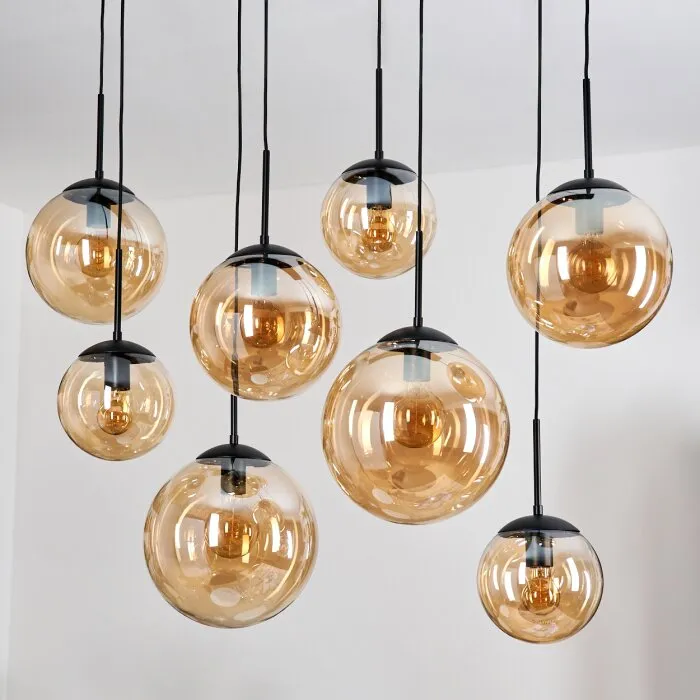 Gastor Lampadario a sospensione, Lampada a sfera, Lampada a sospensione Ambrato, 8-Luci