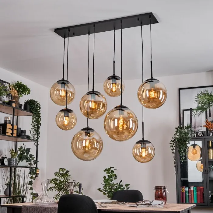 Gastor Lampadario a sospensione, Lampada a sfera, Lampada a sospensione Ambrato, 8-Luci