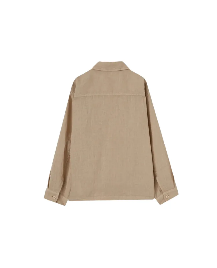 Giacca camicia in lino beige per bambini