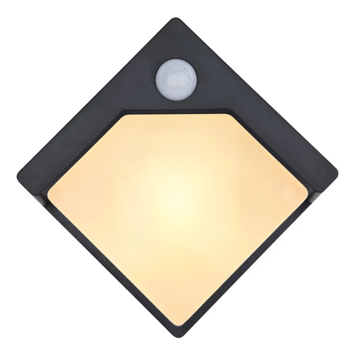 Globo Solar Applique da esterno LED Nero, 8-Luci, Sensori di movimento