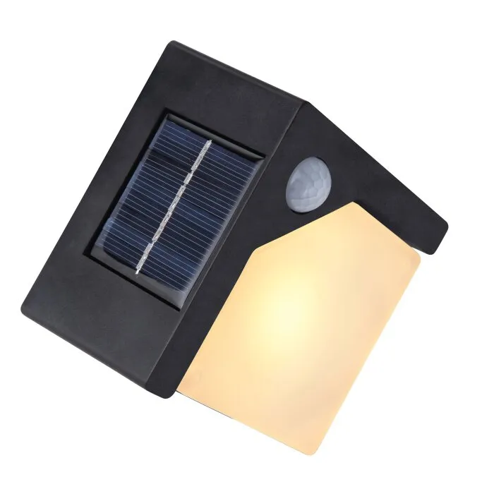 Globo Solar Applique da esterno LED Nero, 8-Luci, Sensori di movimento