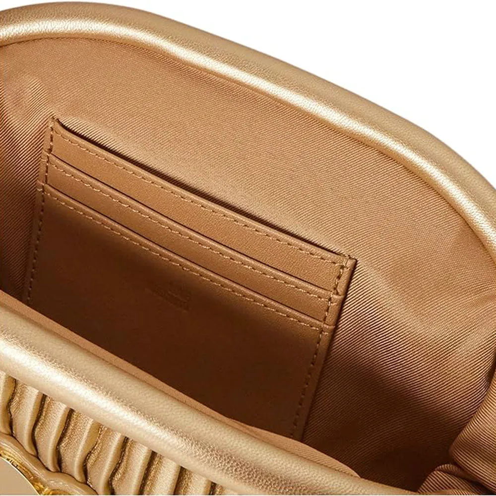Gold Pleated LOVE MOSCHINO Clutch with Shoulder Strap JC4045