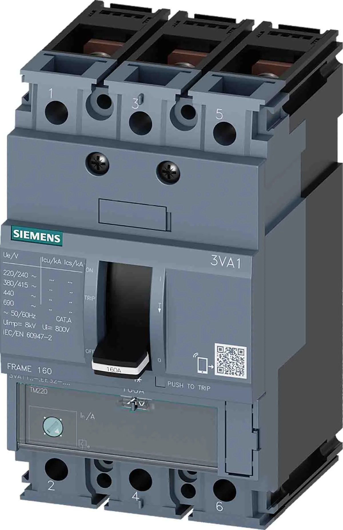 Interruttore magnetotermico scatolato 3VA1125-3EE32-0AA0, 3, 25A, 690V, potere di interruzione 25 kA