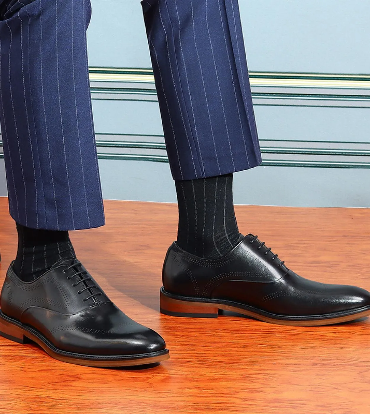 Italian luxury men's elegant genuine leather handmade dress shoes for weddings, work, and social events - Oxfords.