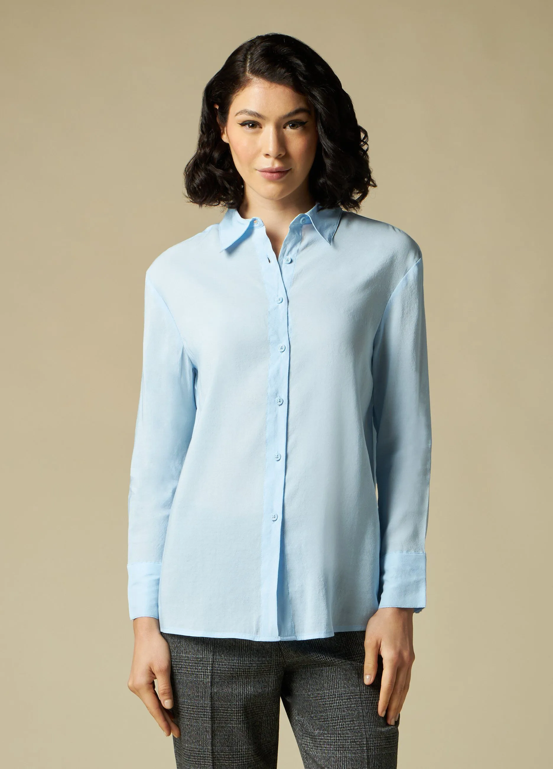 IWIE  Camicia crêpe in tinta unita donna