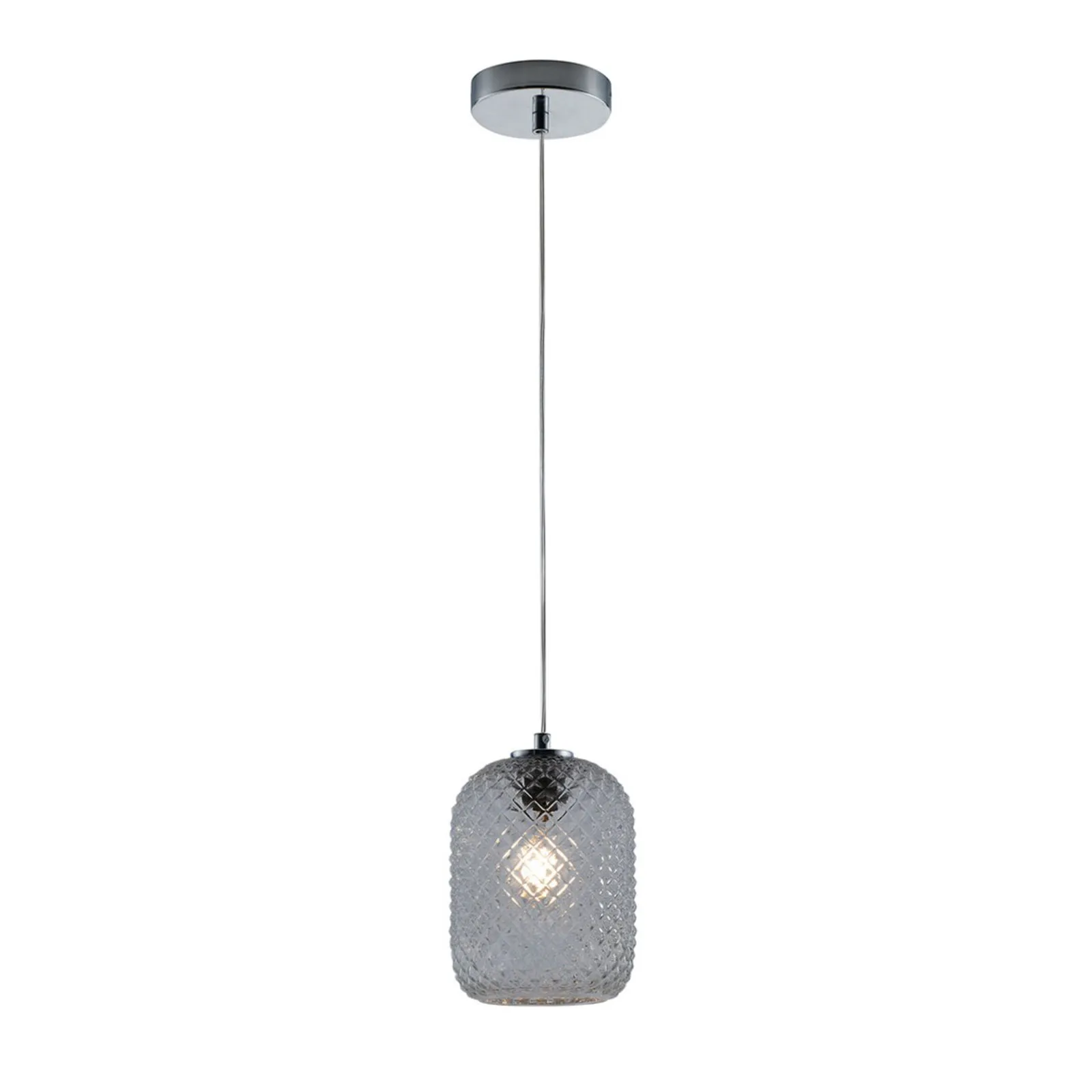 Lampada a sospensione Ashford S15 con vetro grigio