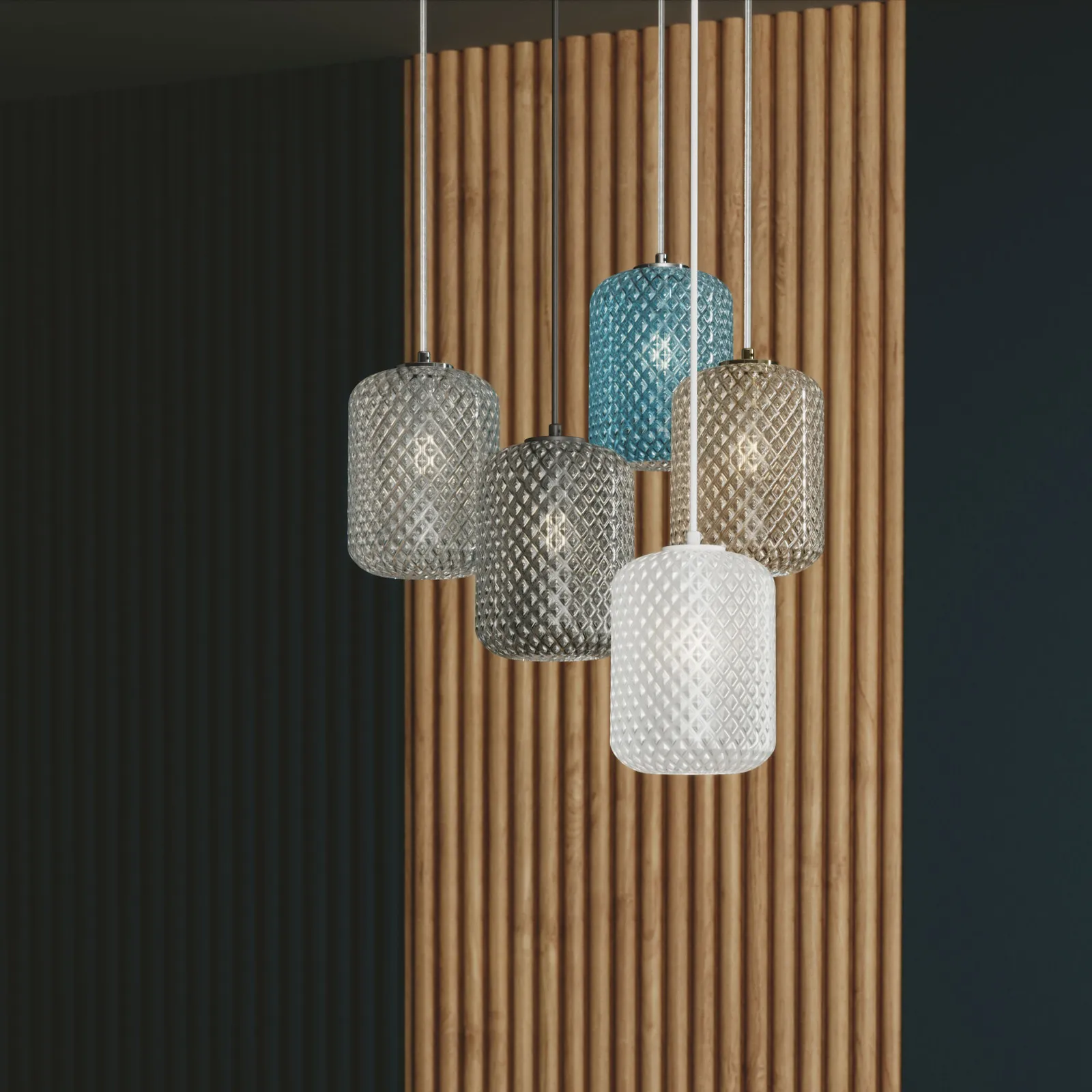 Lampada a sospensione Ashford S15 con vetro grigio