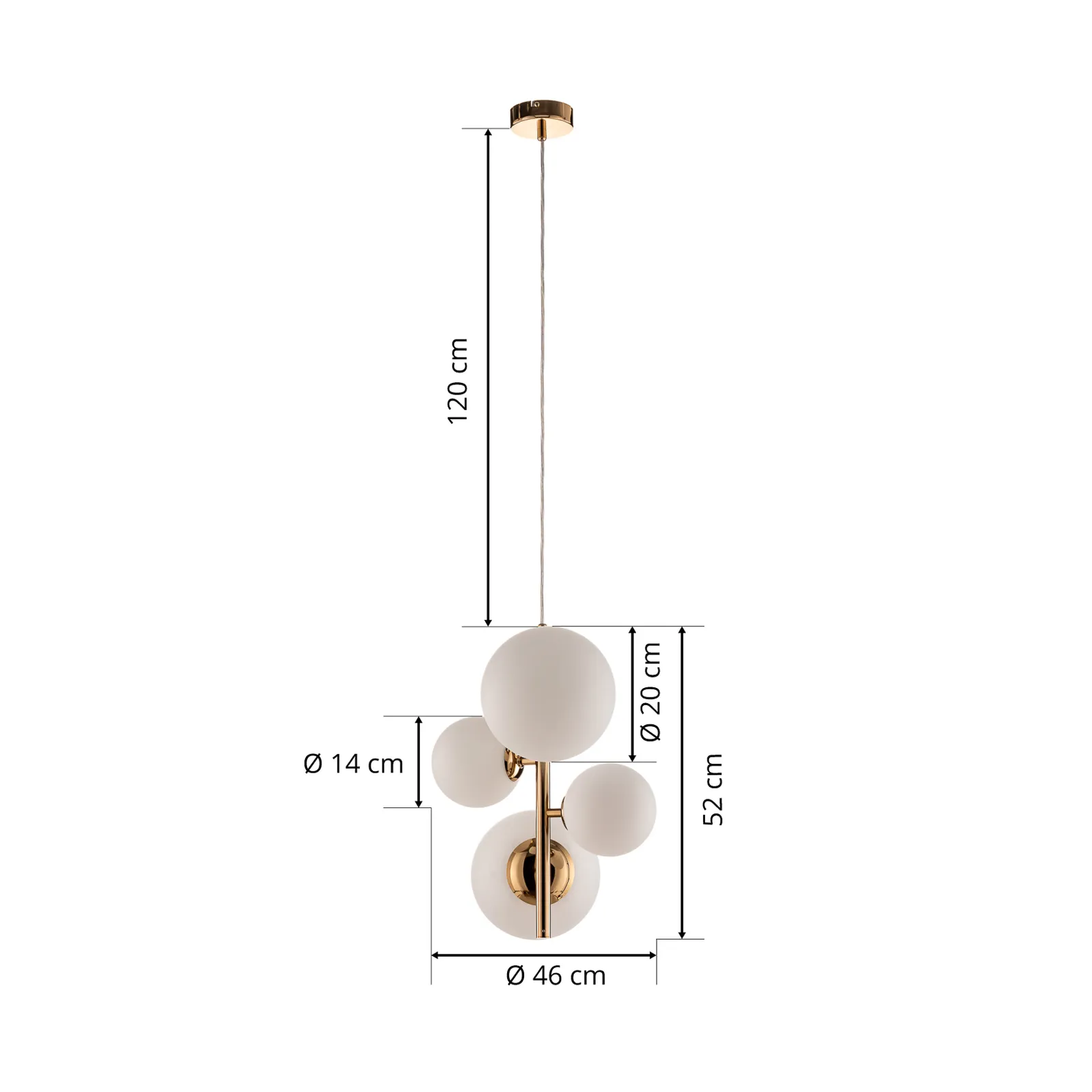 Lampada a sospensione Bloom, 4 luci, oro