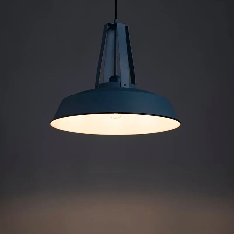 Lampada a Sospensione Vintage Blu Rotonda 43cm - Living