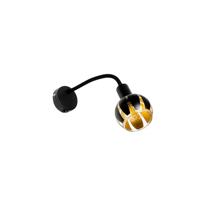 Lampada da parete di design nera con oro con braccio flessibile - Melone