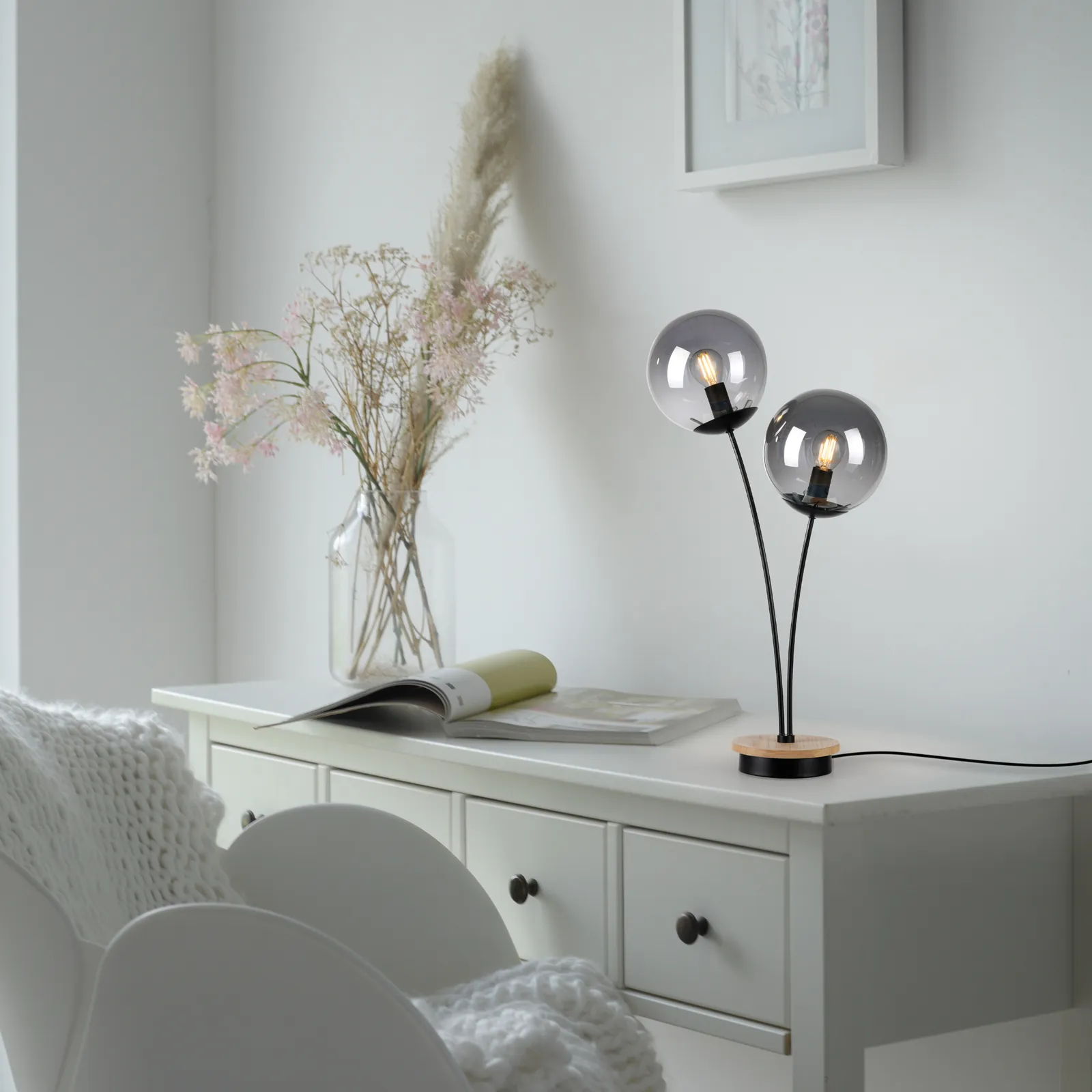 Lampada da tavolo Green Widow con paralume in vetro