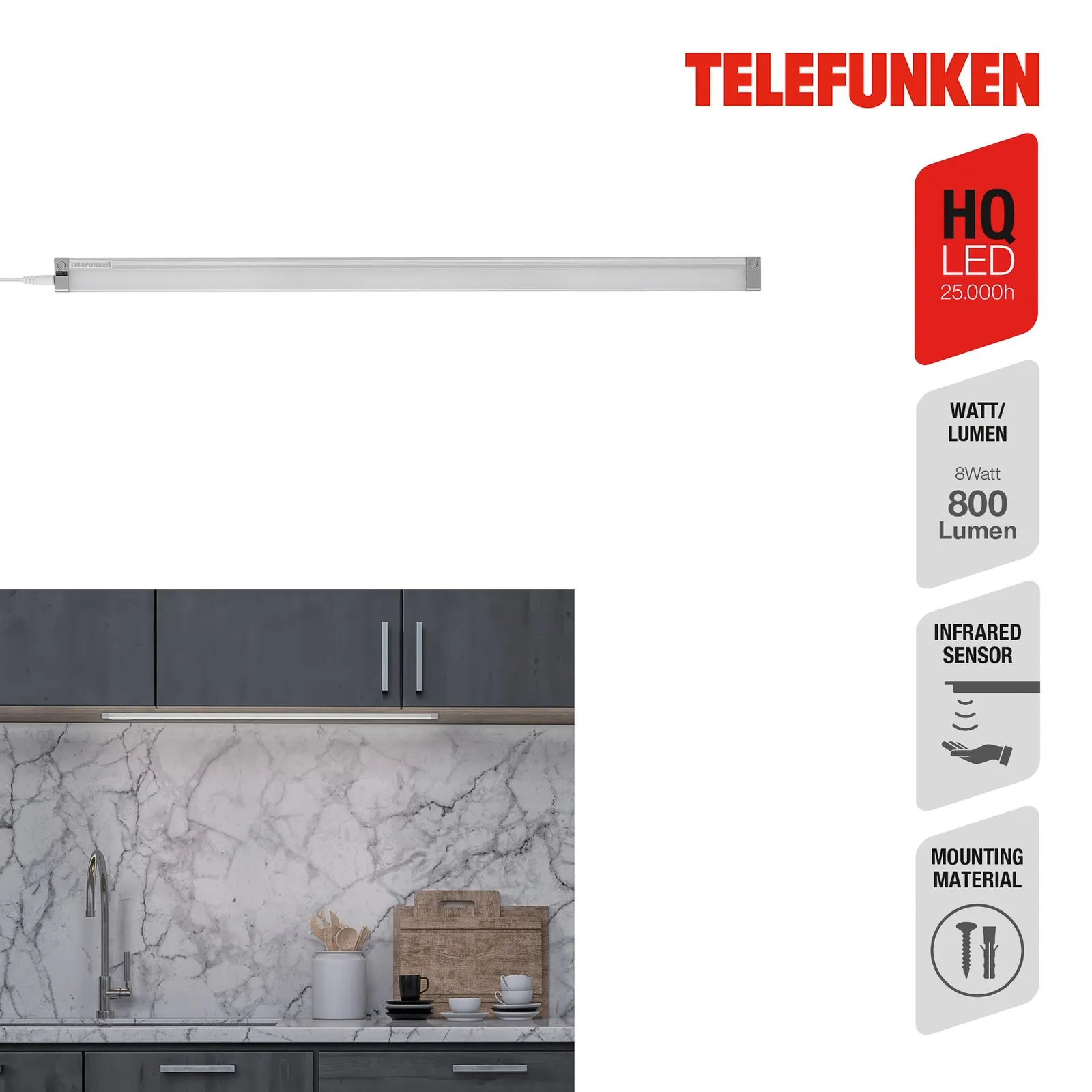 Lampada LED per mobili Zeus, lunghezza 57 cm