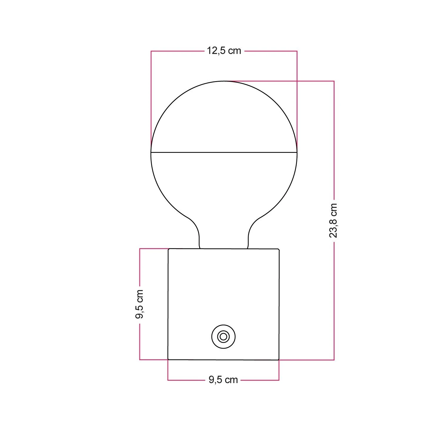 Lampada ricaricabile senza fili Cabless03 e lampadina G125 mezza sfera argento