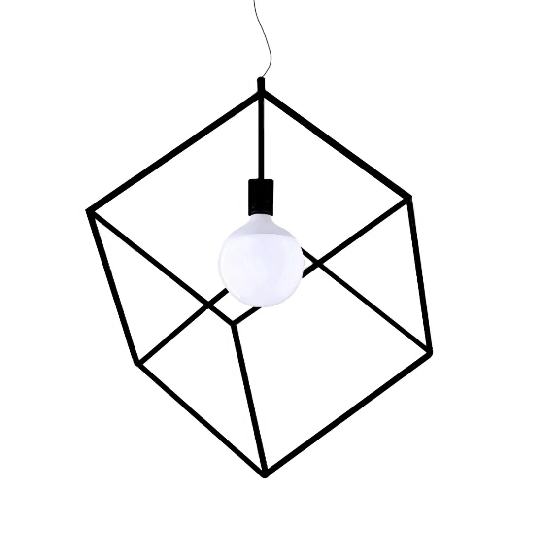 Lampadario moderno Perenz CUBE 6693 E27 LED 35x35 sospensione lampada soffitto cubo metallo calata gabbia